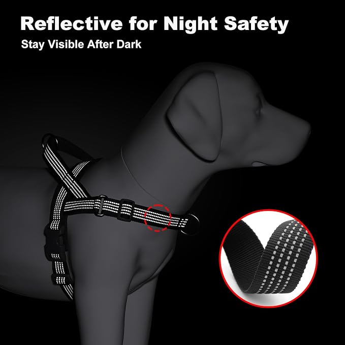 No Pull Dog Harness with Handle, Adjustable Soft Mesh Padded Vest | Reflective Walking Harness with Front Clip for Small Medium Large Dogs, Quick Fit No Escape for Training, Black, M - Image 7