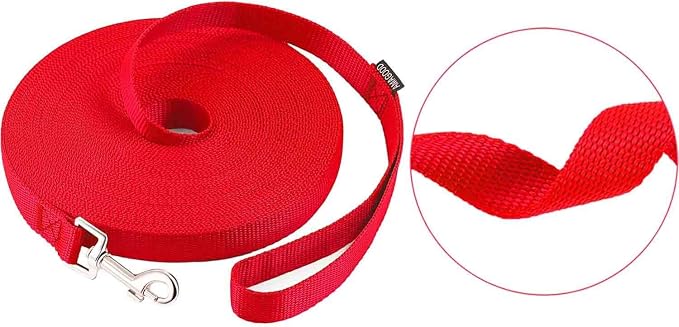 AMAGOOD Dog/Puppy Obedience Recall Training Agility Lead-15 ft 20 ft 30 ft 50 ft Long Leash-for Dog Training,Tie Out,Play,Safety,Camping (20Feet x 1Inch, Red) - Image 3