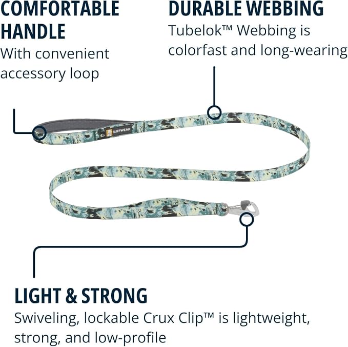 Ruffwear, Front Range Dog Leash, 5 ft Lead, Sweeping Sage | Light & Strong Lockable Swivel Crux Clip, Padded Handle, Durable Webbing, Traffic Handle & Accessory Loop for Everyday Walks - Image 4