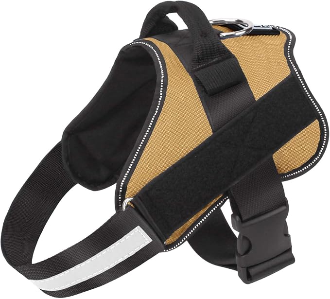 Dog Harness, No-Pull Reflective Dog Vest, Breathable Adjustable Pet Harness with Handle for Outdoor Walking - No More Pulling, Tugging or Choking ( Army Yellow, M ) by Bolux
