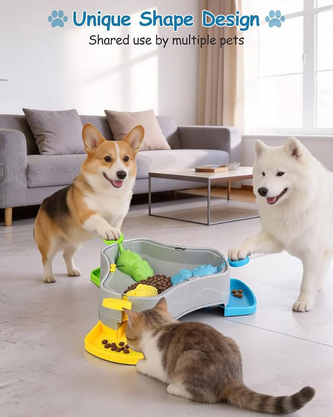 Dog Puzzle Toy, 3-in-1 Interactive Dog Puzzle Toys Press-Type Dog Treat Dispenser Toy Dog Enrichment Toy No-Slip Slow Feeder Interactive Brain Training Toys for Smart Dog Cats, 3 Colors - Image 2