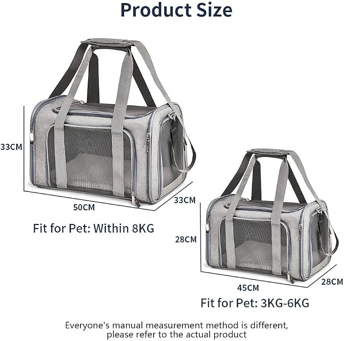 Pet Carrier Soft-Sided for Small Dogs & Cats, Foldable Airline Approved Pet Travel Carrier with Breathable Mesh, Washable Cushion & Shoulder Strap, Portable Puppy Cat Carrier Bag 19.7 * 13 * 13 - Image 6