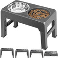 URPOWER Raised Dog Bowls 4 Height Adjustable Elevated Bowl Stand | Stainless Steel Water Bowl Non-Slip Dog Food Bowls Stand for Small Medium Large Dogs and Pets by URPOWER