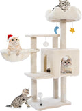 Cat Tree Tower with Hammock,40"Cat Trees for Indoor Cats Large Adult(White) | Modern Cat Tree Tower with Scratching Post, Cats Condo Furniture with Cloud Top Perch, Cats Climbing Tower for Kittens by Yungaspy