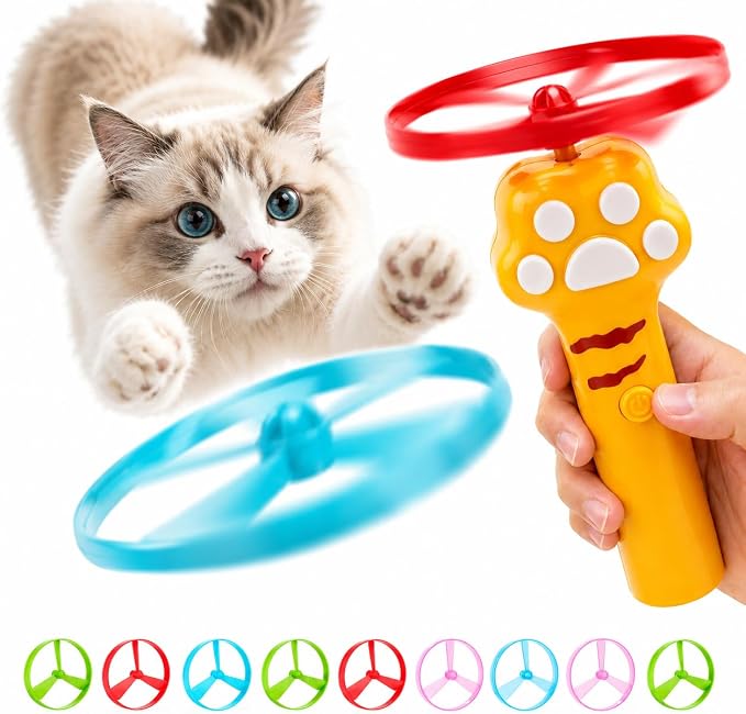 Cat Toy Launcher for Kitten Toys, Cat Toys Interactive, Automatic Cat Toy | Interactive Cat Toys for Indoor Cats, Cat Fetch Toy Launcher with 10 Discs, Cat Toys for Bored Indoor Adult Cats,Best Cat Toy by Unknown