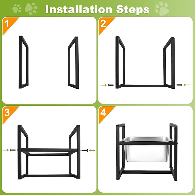 Adjustable Height Elevated Large Dog Water Bowls with Stainless Steel Bowls and Metal Stand，4-Level (8/10/12/14 Inches) Pet Bowl for Dogs for Large Medium Dogs - Durable, Easy to Clean (2gallon) - Image 7