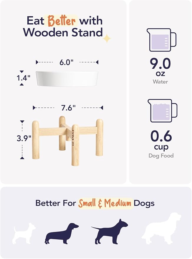 LE TAUCI Ceramic Slow Feeder Dog Bowls Small Breed, 0.6 Cups Elevated Dog Bowl for Fast Eaters, Puzzle Bowl for Small Dogs and Cats,Angle White - Image 4
