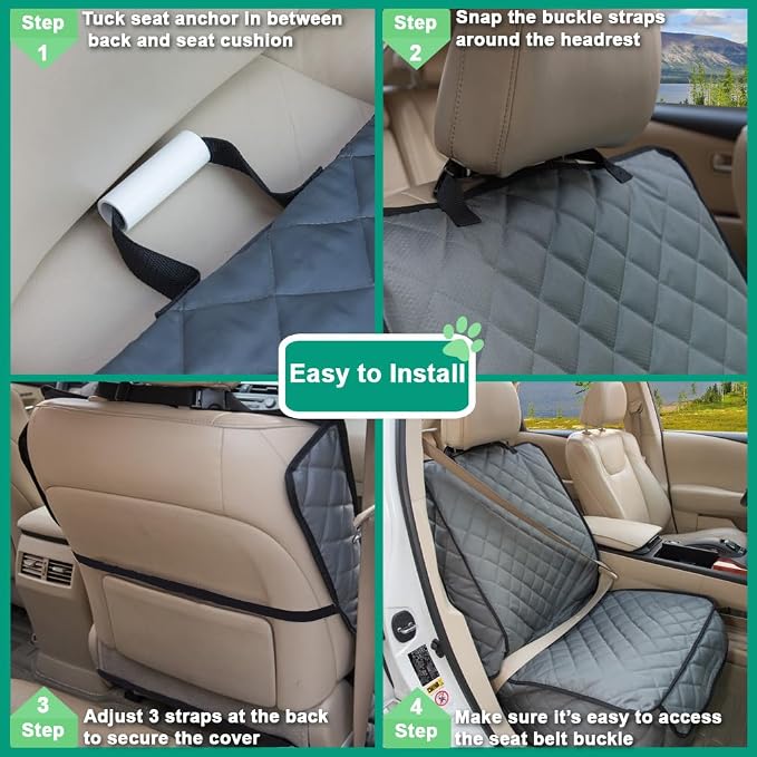 Waterproof Front Seat Cover Dog Car Seat Covers Nonslip and Full Protection with Side Flaps Fits Most Cars, Trucks, SUVs(Grey, 2Pack) - Image 5