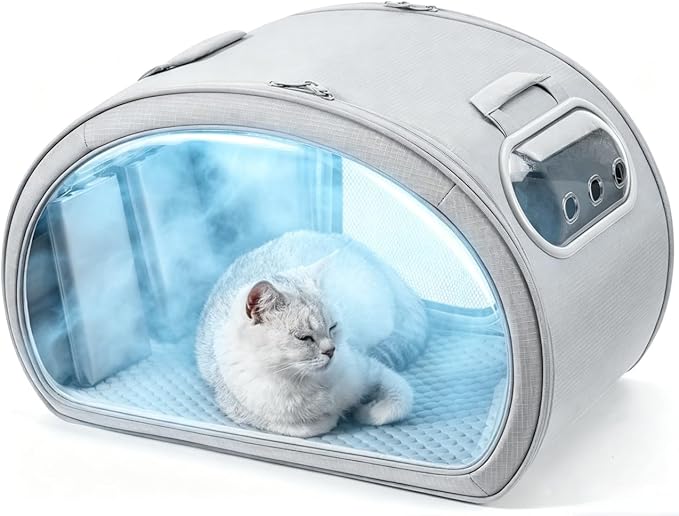 Pecute Cooling Dog House,with Cooling Mat for Small Dogs,Cat Bed,M,Gray | 6 Ice Packs for Cooler,Aluminum Film Insulation System,Breathable, Cool, Safe, and Sturdy AC Room for Cats in Hot Summer Days by pecute
