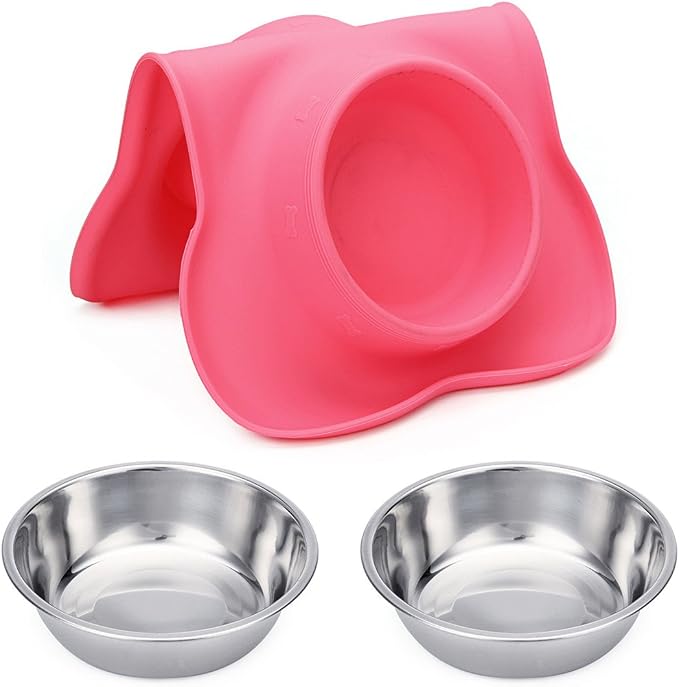 Hubulk Pet Dog Bowls 2 Stainless Steel Dog Bowl with No Spill Non-Skid Silicone Mat + Pet Food Scoop Water and Food Feeder Bowls for Feeding Small Medium Large Dogs Cats Puppies (M, Pink) - Image 7