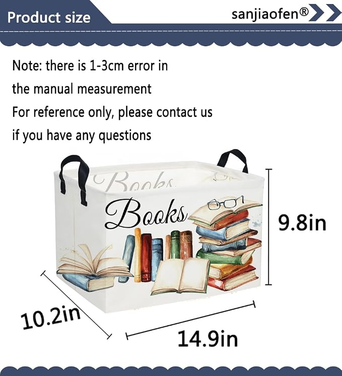 Sanjiaofeng Rectangular Kids Basket Book Storage Bins,Boys and Girls Storage Basket with Handles.Clothers,Toys,Books,Kid's Gifts Bins. (Book) - Image 2