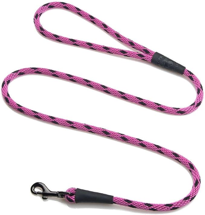 Mendota Pet Snap Leash - British-Style Braided Dog Lead, Made in The USA - Black Ice Raspberry, 3/8 in x 6 ft - for Small/Medium Breeds by MendotaPet