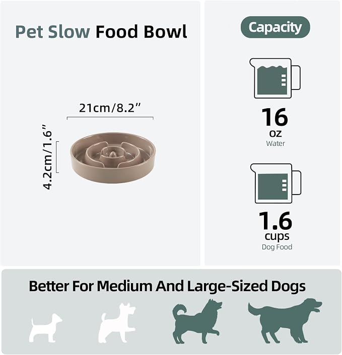 Havniva Dog Bowls Slow Feeder, Ceramic Slow Feeder Dog Bowls for Fast Eater | 1.6 Cups Dog Food Bowl Puzzle Feeder, Slow Feeding Bowls for Medium Breed, Non-Slip Base, Anti-Choking - Image 2