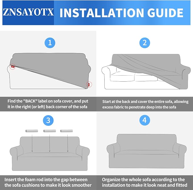 ZNSAYOTX 1 Piece Jacquard Couch Covers for 3 Cushion Couch High Stretch Sofa Cover for Pets Dogs Anti Slip Extra Large Sofa Slipcovers Furniture Protector (X-Large, Ivory) - Image 7