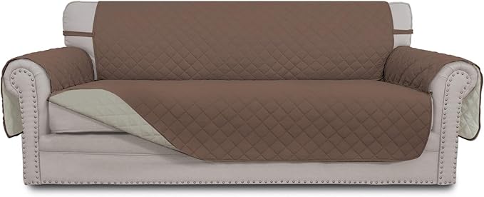 Easy-Going Reversible Couch Cover for 3 Cushion Sofa, Large Brown/Beige | Machine Washable Slipcover For Dogs, Water Resistant Furniture Mat For Living Room, Non-Slip Sofa Cover, Pet Friendly by Easy-Going