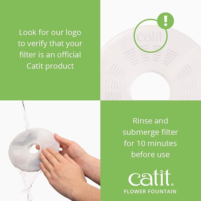 Catit Flower Fountain with Triple Action Filter,Cat Drinking Water Fountain,3 L,Green,(Pack of 6) - Image 5