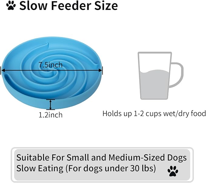 Bifeaw Slow Feeder Dog Bowls, Dishwasher Microwave Safe Silicone Puppy Puzzle Bowl with Non-Slip Design for Eating (Sky Blue) - Image 6