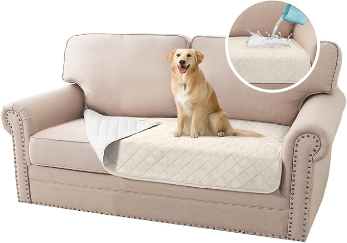 H.VERSAILTEX Couch Cover for Dogs Washable 100% Waterproof Sofa Cushion Cover Dog Bed Cover Non-Slip Pet Blanket for Sofa Cushion Protector, 35"x62", Ivory by HVERSAILTEX
