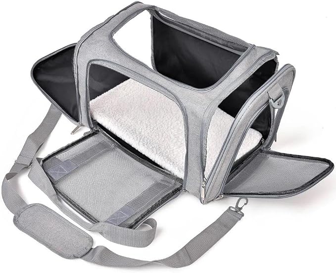 Pet Carrier Soft-Sided for Small Dogs & Cats, Foldable Airline Approved Pet Travel Carrier with Breathable Mesh, Washable Cushion & Shoulder Strap, Portable Puppy Cat Carrier Bag 19.7 * 13 * 13 - Image 4