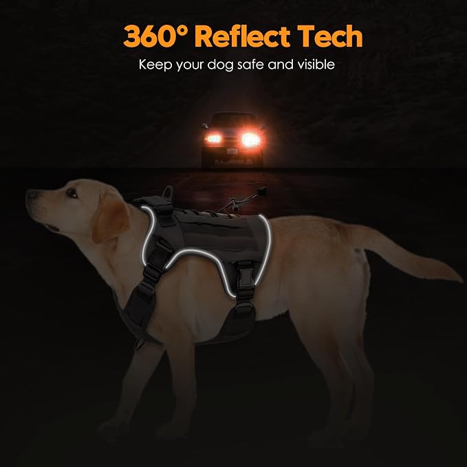 Heavy-Duty Tactical Dog Harness for Large Dogs, No Pull Adjustable Reflective Pet Vest with Molle System, K9 Military-Grade Control for Service Training, Outdoor & 10+ Breeds, Gray, XX-Large - Image 5