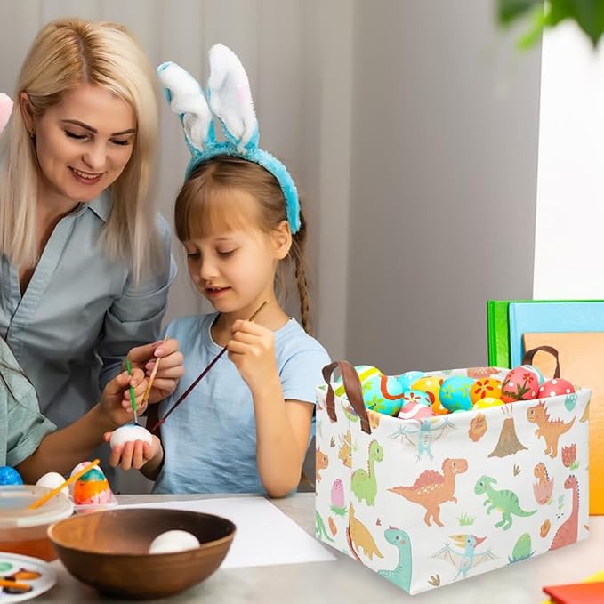 Rectangular Easter Dinosaur Basket,Waterproof kids toy storage box bedroom,Dinosaur Storage Box,kids laundry Basket,Easter Room Decor,Nursery Hamper,Gift Baskets(Dinosaur) - Image 3