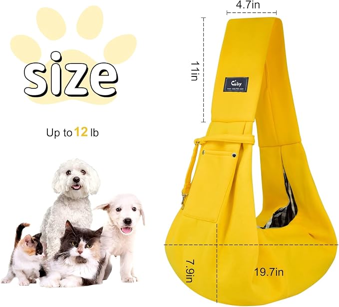 CUBY Dog and Cat Sling Carrier - Hands Free Reversible Pet Papoose Bag - Soft Pouch and Tote Design - Suitable for Puppy, Small Dogs Cats Outdoor - Image 5
