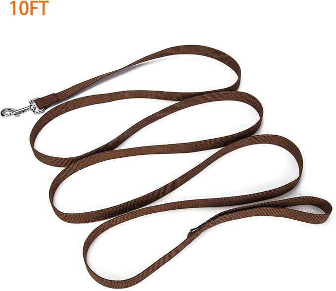Strong Durable Nylon Dog Training Leash, 1 Inch Wide Traction Rope, 6 ft 10ft 15ft Long, for Small and Medium Dog (Brown, 10 Feet) - Image 8
