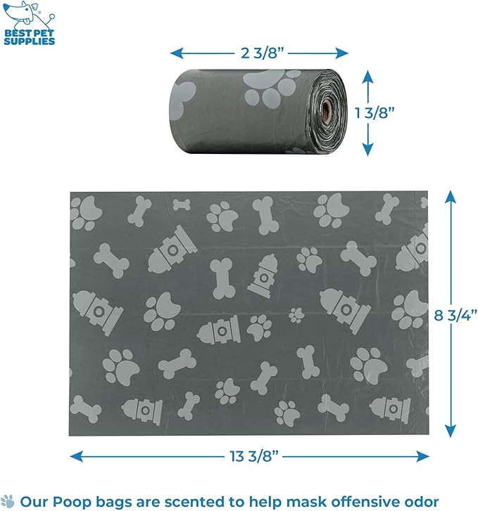 Best Pet Supplies Dog Poop Bag Holder Leash Attachment with Reusable Dispenser for Travel, Walking, Park, and Outdoor Use, Durable with Clip-On - Gray, Pack of 2, Plastic Dispenser w/30 Bags - Image 3
