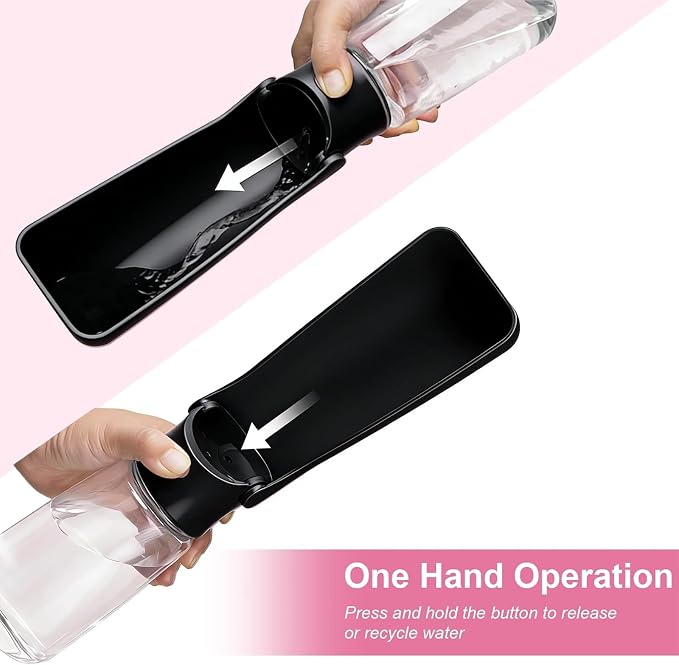 Foldable Dog Water Bottle, Leak Proof Dispenser, Black, 19oz | Portable Water Dispenser, Dishwasher Safe, for Puppy Small Medium Large Dogs, Pet Drink Cup for Walking Hiking Traveling - Image 2