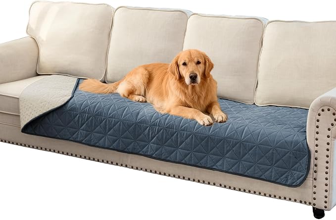 Ameritex Sofa Cover Waterproof for Seats Couch Cover for Dogs Pet Couch Cover Velvet for Chair Loveseat Sofa Machine Washable (Blue, 30x80 Inch) - Image 5