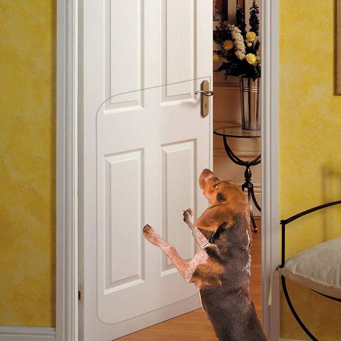 In hand Clear Pet Door Scratch Protector Shield Protect Your Furniture, Heavy Duty Deluxe Flexible Door Guard Cover by Inhand