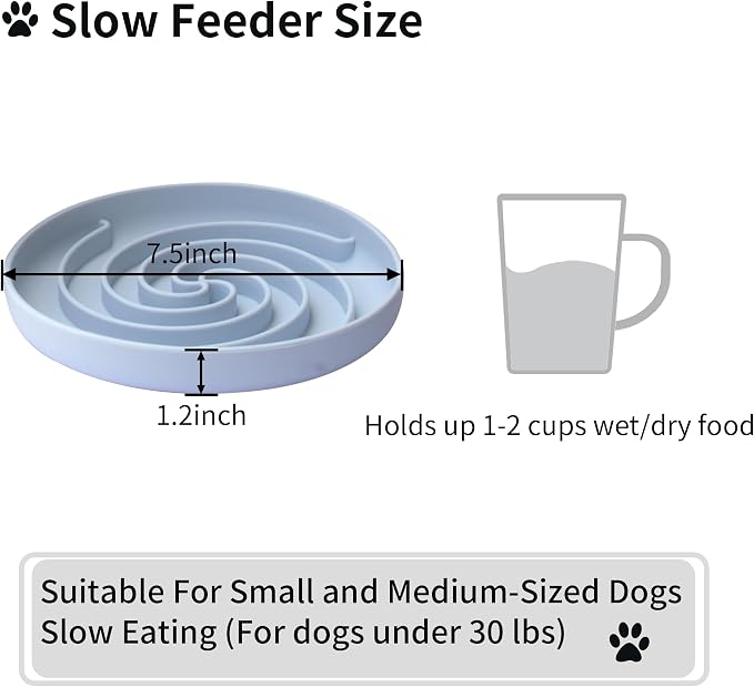 Bifeaw Slow Feeder Dog Bowls, Dishwasher Microwave Safe Silicone Puppy Puzzle Bowl with Non-Slip Design for Eating (Blue and Yellow) - Image 6
