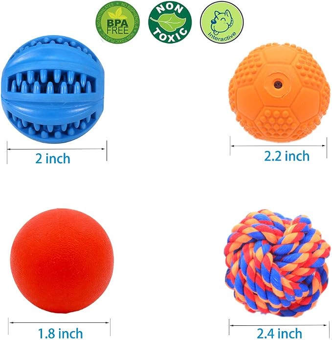 Volacopets Puppy Balls - Pack with Different Functions & Teething Toys for Small Dogs, Squeaky Dog Balls, Rubber Chew Toys for Enrichment - Image 6