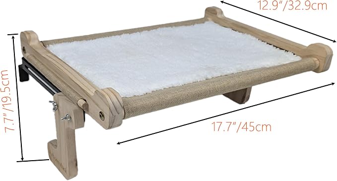 No Suction Cup Cat Window Perch, Adjustable 40lbs Heavy Duty Cat Hammock, Sturdy No-Drill Window Seat for Large Cats, Wood & Metal Frame Bed for Sills with Tracks - Image 2