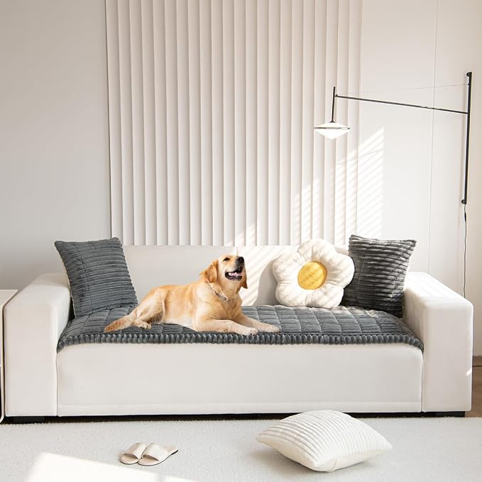 Pet Couch Covers Protector for Dogs Sofa Slipcovers Washable Cushion Cover | Non slip,scratch-proof furniture protector fits I-shape armchair,loveseat,recliner,sectional sofa pads(dark grey,27in*71in) - Image 2