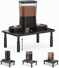 Raised Automatic Cat Feeder Stand for Double Bowl Feeders, Carbon Steel 14.57 x 9.25 in, 3 Adjustable Heights 3.94-5.5 in, Non-Slip, Fits Feeders & Water Dispensers, No-Drill (Black) by Unknown