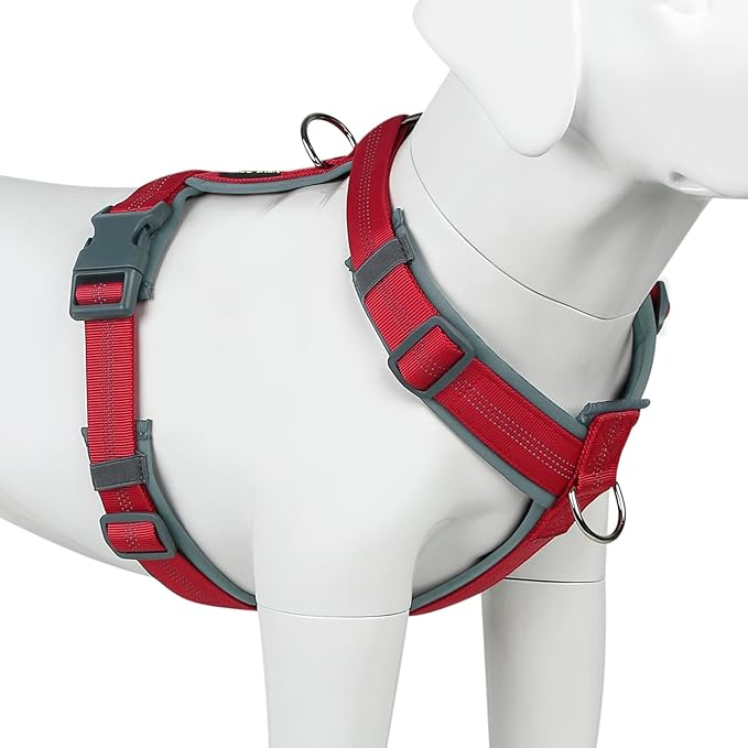 Plutus Pet No Pull Dog Harness, Adjustable Nylon Harness with Soft Padding | Reflective with Front Clip, Heavy Duty for Training and Walking, for Small Medium Large Dogs, Red, S by PLUTUSPET