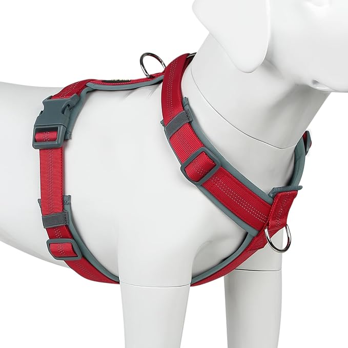 Plutus Pet No Pull Dog Harness, Adjustable Nylon Harness with Soft Padding | Reflective with Front Clip, Heavy Duty for Training and Walking, for Small Medium Large Dogs, Red, L by PLUTUSPET