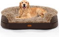 iweepet Fluffy Orthopedic Dog Beds for Large & Extra Large Dogs, 44" Dog Sofa Bed with Supportive 28D Egg-Crate Foam, Removable Washable Cover, Waterproof Lining, for Puppy,Senior,Sick,Brown by iweepet