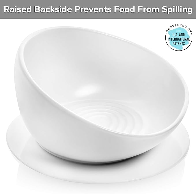 CatGuru Cat Food Bowl, Ceramic Bowls for Indoor Cats, No Spill Cat Feeding Bowl, Whisker Stress Free Kitten Bowls, Pet Bowls for Food and Water, Includes Silicone Non-Slip Mat (High-Low, White) - Image 2