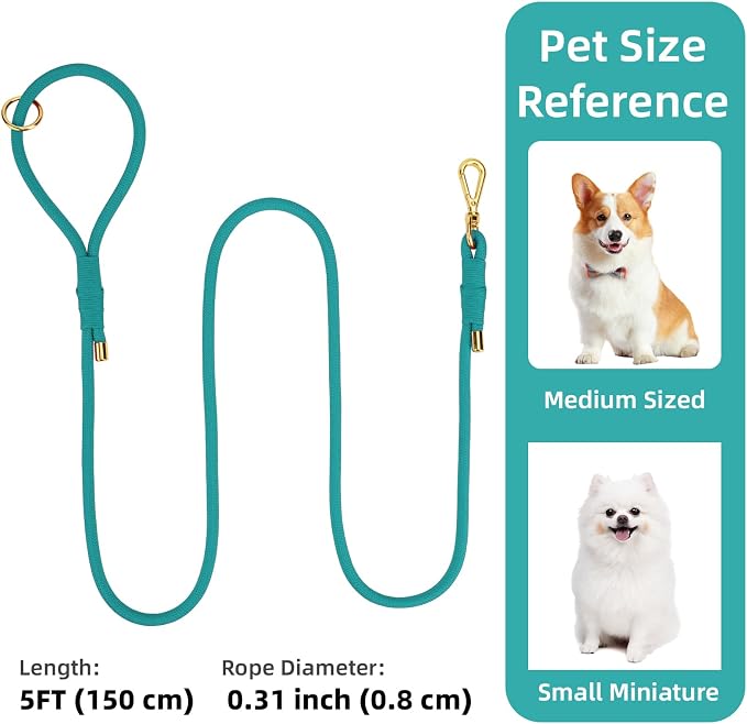 5FT Dog Leash 5/16 inch Puppy Cat Rope Lead | Marrs Green, with Anti-tangle Swivel Clip, Comfortable Non-slip Grip Handle, Ideal for Daily Walks, for Small Medium Dogs - Image 2