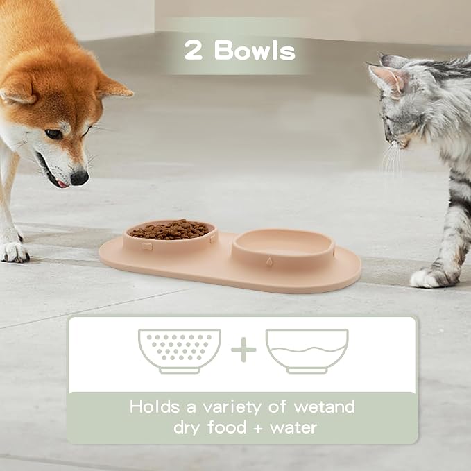 Dog Food Bowls Pet Bowls & Dog Water Bowls with No-Spill and Non-Skid, Feeder Bowls with Dog Bowl Mat for Small Medium Large Size Dogs Cats Puppy Pets, Dog Dishes (Khaki) - Image 6