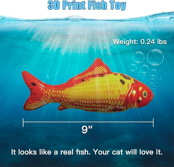 TOOGE 2 Pack 9" Floppy Fish Cat Toys with SilverVine and Catnip for Indoor Cats for Small Dogs Interactive Automatic Flopping Fish Cat Kicker Toys for Cats Puppy Small Dog - Image 4