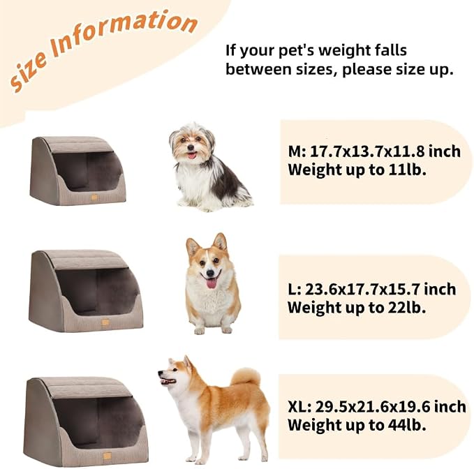 Large Dog House Indoor, Soft Plush Dog Cave Bed Covered Dogs Bed with Fluffy Washable Cushion, Portable Dog/Cat Pet Tent House for Small Medium Dogs (Grey, Large) - Image 4
