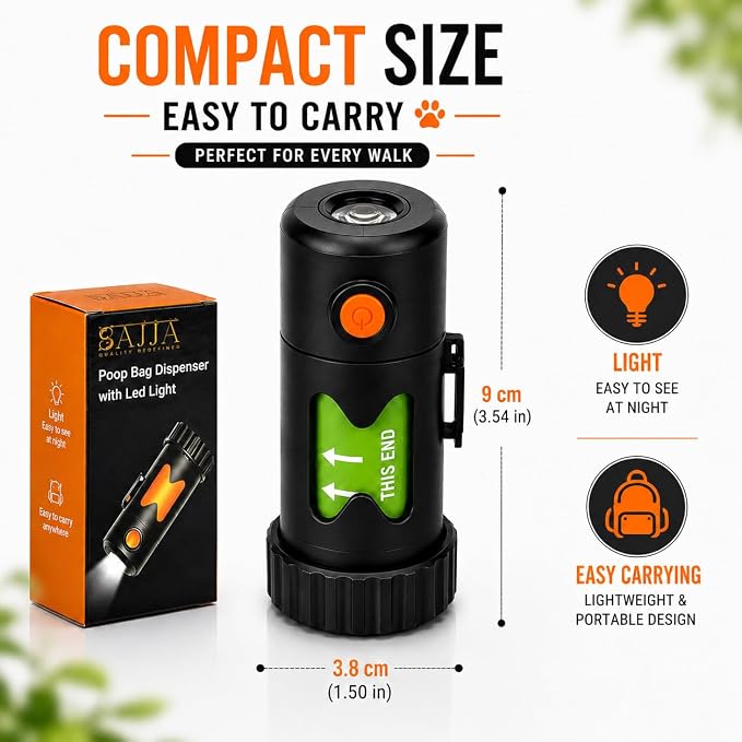 Smart Poop Bag Holder With LED Light - No Batteries Needed - USB-C Rechargeable Special Retracting Function Compact Durable Lightweight Perfect Pet Gift with poop bag opener - Image 8
