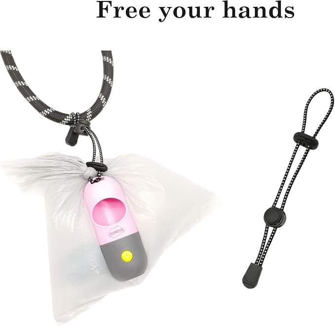 Dog Poop Bags Holder with LED Flashlight|Pet Waste Bags Dispenser for Leash|Doggie Potty Bags Container with Leak-proof Pet Trash Bags and Accessories (2 Holders 30 Bags, Pink) - Image 8