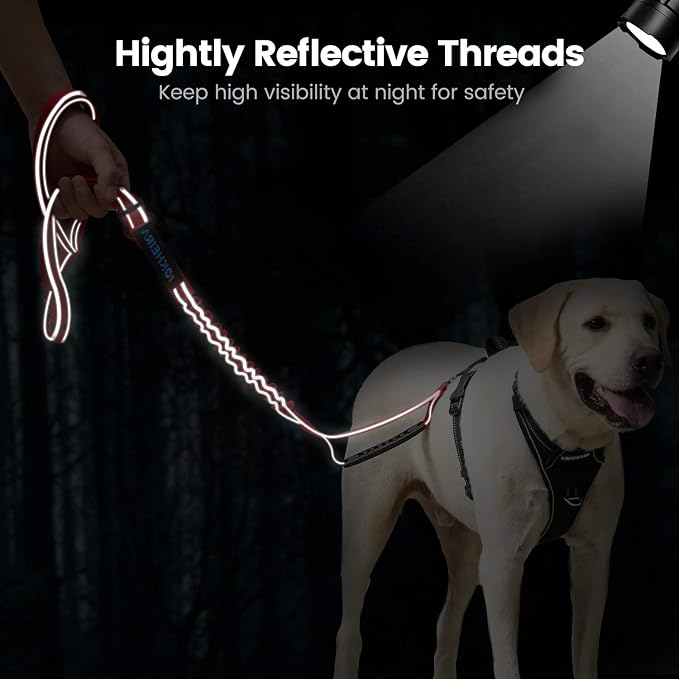 IOKHEIRA 6Ft /4Ft Dog Leash Rope for Large Dogs, Heavy Duty with Comfortable Padded Handle and Highly Reflective Threads,4-in-1 Multifunctional Dog Leashes with Car Seat Belt for Training (Black) - Image 4