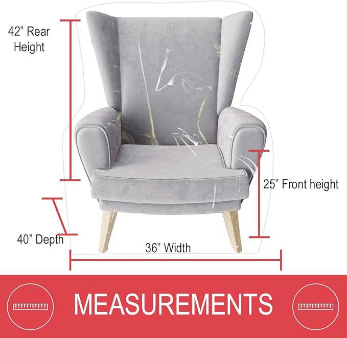 LAMINET Heavy Duty Clear Plastic Chair Covers Protectors for Recliner | Durable vinyl protector shield for armchair recliner against pet scratches, hair, dust, spills; simply wipe clean. - Image 3