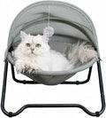 Cat Hammock Bed Elevated cat Bed, Comfortable and Breathable Pet Bed with Awning and Plush Toy, No-Tools Assemble, Cover Removable and Washable, Suitable for Indoor and Outdoor Use by ROGSOUTH