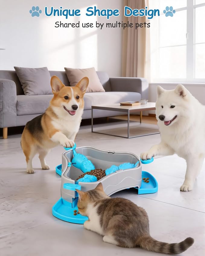 Dog Puzzle Toy, 3-in-1 Interactive Dog Puzzle Toys Press-Type Dog Treat Dispenser Toy Dog Enrichment Toy No-Slip Dog Slow Feeder Interactive Brain Training Toy for Smart Dog Cat, Blue - Image 2